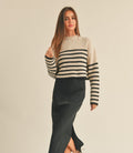 Striped Pattern Sweater - Mocha/Black by Boutique 23