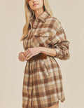 Benny Plaid Shirt Dress - Beige by Boutique 23