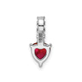 Silver Created Ruby Heart Pendant by Fine Color Jewels