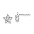 14K White Gold Diamond Star Post Earrings by Fine Color Jewels