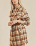Benny Plaid Shirt Dress - Beige by Boutique 23
