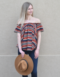 Off The Shoulder Stripe Woven Top by Boutique 23