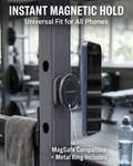 All-Metal Magnetic Gym Phone Holder for MagSafe and Android | Industrial N54 Magnets | Rock-Solid Mount for Squat Racks & Metal Gym Equipment | 360° Adjustable | Includes Metal Ring by BLAUBECK
