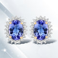 1.71 Carat Genuine Tanzanite and White Diamond 14K Yellow Gold Earrings by Bids.com