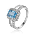 Blue Topaz Split Band Halo Ring by Fine Color Jewels
