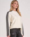 The Colorblock Crewneck Sweater: Grey/White