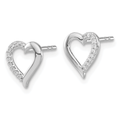 14k White Gold Lab Grown Diamond Open Heart Stud Earrings by Fine Color Jewels