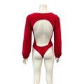 Lulus Feeling Feisty Red Long Sleeve Tie-Back Bodysuit, Size M by Vanessa Jane
