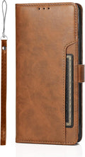 Bundle: Folio Brown Leather Wallet Case with Tempered Glass Screen and Camera Protector - Samsung Galaxy S23 by Zerodamage Sahara Case LLC