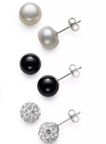 Giani Bernini 3-PC. Set Cultured Freshwater Pearl Onyx, Crystal Fireball Stud by Vanessa Jane