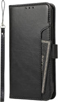 iPhone 14 Pro Max Protection Kit Bundle - Leather Folio Wallet Case with Tempered Glass Screen and Camera Protector (Black) by Zerodamage Sahara Case LLC