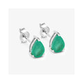 1.30 Ct Pear Green Zambian Emerald Prong 10k Gold Teardrop Stud Earrings by Fine Color Jewels