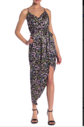 Material Girl Juniors Printed Asymmetrical Satin Dress by Vanessa Jane