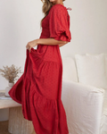 Smocked Swiss Dot Square Neck Dress by Boutique 23