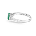 0.72 Ct Oval Green Zambian Emerald Diamond Prong 10k Gold Pave Bridge Ring by Fine Color Jewels