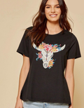 Floral Skull Graphic Tee by Boutique 23