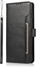 Bundle: Folio Black Leather Wallet Case with Tempered Glass Screen and Camera Protector - Samsung Galaxy S23 by Zerodamage Sahara Case LLC