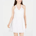 Crystal Dolls White Sleeveless V Neck Short Fit + Flare Dress Juniors 5 by Vanessa Jane
