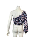 Lulus Boundless Beauty Black Floral Print One-Shoulder Crop Top, Size Large by Vanessa Jane