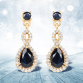 1.19 Carat Genuine Blue Sapphire and White Diamond 14K Yellow Gold Earrings by Bids.com