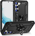 Bundle: Black Military Kickstand Series with Belt Clip Case with Tempered Glass Screen and Camera Protector - Samsung Galaxy S23 by Zerodamage Sahara Case LLC