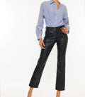 Judith High Rise Faux Leather Skinny Straight - Black by Boutique 23
