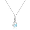 Blue Topaz Round Pendant Necklace by Fine Color Jewels