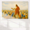 Jesus Speaking To Crowd Faith Wall Art II by Tailored Canvases