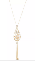 Carolee Pear Shaped Caged Pendant Tassel Necklace by Vanessa Jane