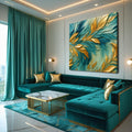 Abstract Gold And Blue Frosty Wall Art by Tailored Canvases