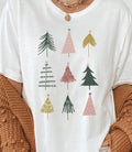 Colorful Christmas Trees Graphic Tee - White by Boutique 23