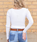 Cable Crossed V Neck Sweater - White by Boutique 23