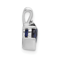10k White Gold Created Sapphire and Diamond Heart Pendant by Fine Color Jewels