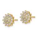 14K Yellow Gold Lab Diamond Cluster Post Earrings by Fine Color Jewels