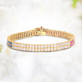 14K Yellow Gold Plated 9.52 Carat Genuine Blue Sapphire and White Sapphire .925 Sterling Silver Bracelet by Bids.com