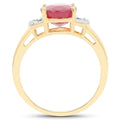 14K Yellow Gold Plated 4.01 Carat Glass Filled Ruby and White Diamond .925 Sterling Silver Ring by Bids.com