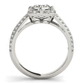 Round Diamond Floral Motif Engagement Ring in 14k White Gold (1 3/8 cttw) by Bids.com