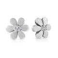 Matte Finished .925 Sterling Silver Diamond Accent Flower Hoop Stud Earring (I-J Color, I1-I2 Clarity) by Bids.com