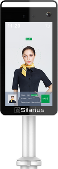 Silarius SIL-FRTEMP 7" Facial Time Attendance Access Control Terminal with Temperature Testing + Face Recognition and Mask Detection (Table Stand Included) NDAA Compliant by Silarius