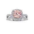2Cttw Cushion Shaped Pink Lab Grown Diamond (F/VS) Engagement Ring 14K Gold by Fine Color Jewels