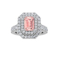 2Cttw Emerald Shaped Pink Lab Grown Diamond (F/VS) Double Halo Engagement Ring 14K Gold by Fine Color Jewels
