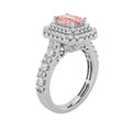 2Cttw Emerald Shaped Pink Lab Grown Diamond (F/VS) Double Halo Engagement Ring 14K Gold by Fine Color Jewels