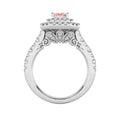 2Cttw Emerald Shaped Pink Lab Grown Diamond (F/VS) Double Halo Engagement Ring 14K Gold by Fine Color Jewels