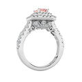 2Cttw Emerald Shaped Pink Lab Grown Diamond (F/VS) Double Halo Engagement Ring 14K Gold by Fine Color Jewels