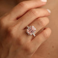 2Cttw Emerald Shaped Pink Lab Grown Diamond (F/VS) Halo Accented Engagement Ring 14K Gold by Fine Color Jewels