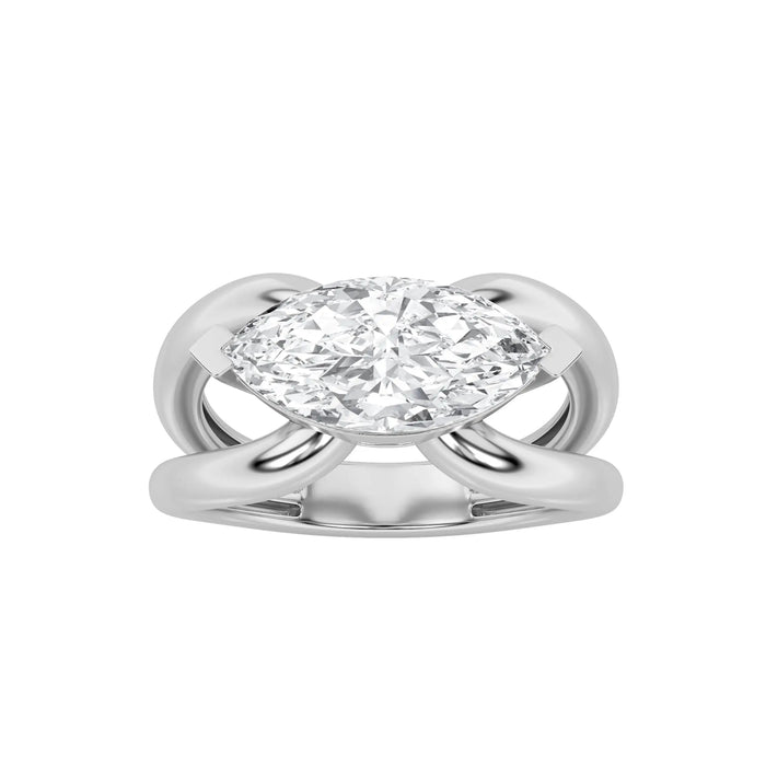 2Cttw Marquise Shaped Lab Grown Diamond (F/VS) East West Solitaire Engagement Ring 14K Gold by Fine Color Jewels