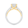 2Cttw Oval Shaped Lab Grown Diamond (F/VS) Two Tone Cathedral Shank Solitaire Engagement Ring in 14K Gold by Fine Color Jewels