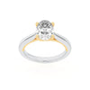 2Cttw Oval Shaped Lab Grown Diamond (F/VS) Two Tone Cathedral Shank Solitaire Engagement Ring in 14K Gold