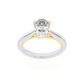 2Cttw Oval Shaped Lab Grown Diamond (F/VS) Two Tone Cathedral Shank Solitaire Engagement Ring in 14K Gold by Fine Color Jewels