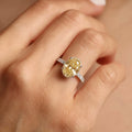 2Cttw Oval Shaped Yellow Lab Grown Diamond (F/VS) Halo Accented Engagement Ring 14K Gold by Fine Color Jewels